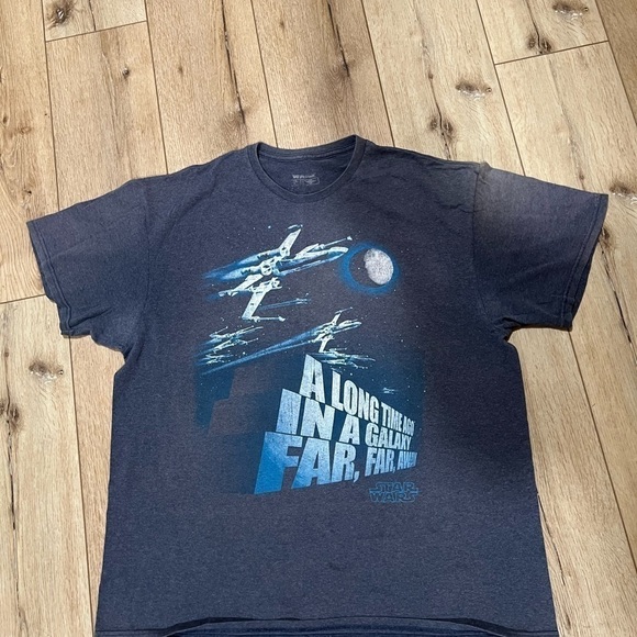 STAR Wars gray short sleeved T shirt "A Long Time Ago...." spell out quote, XL. - Picture 10 of 12